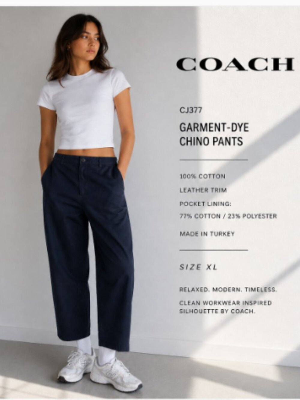 COACH SIZE XL Cotton Chino Pants CJ377